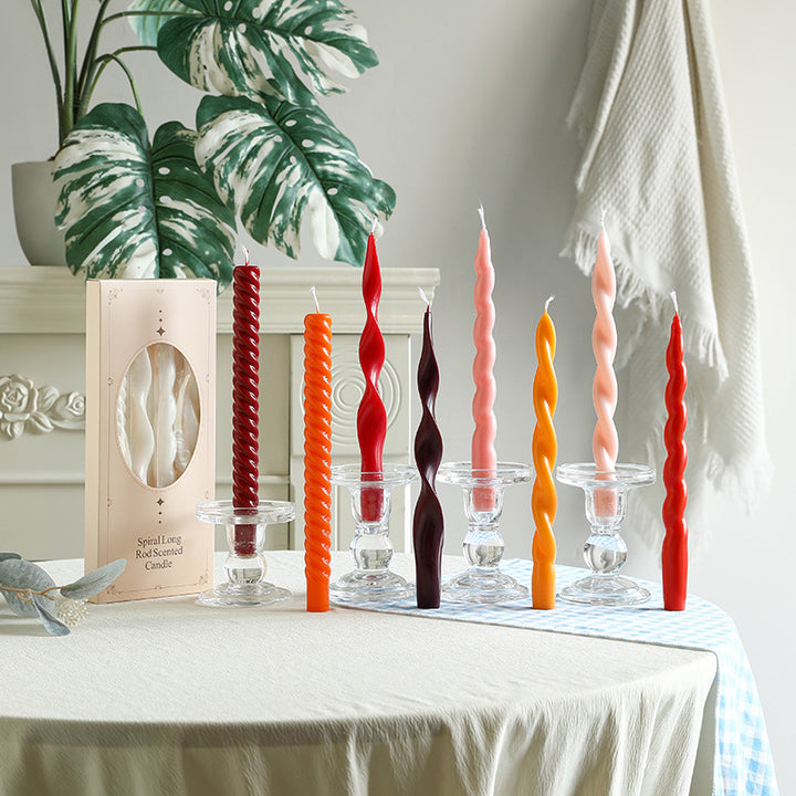 Sculptural Ribbon-Twist Taper Candle Set
