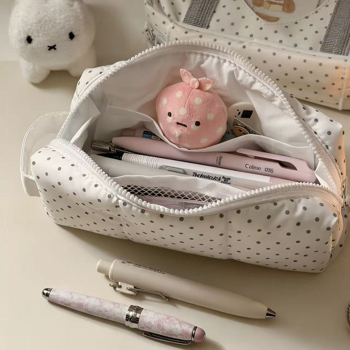 Quilted Polka Dot Shaped Pouch