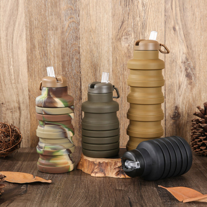 Women flexible silicone drinking bottle with integrated folding function Stornfield