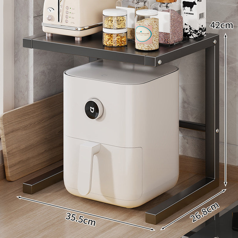 Minimalist C-Frame End Table with Wide Floating Shelf and Under-Table Clearance