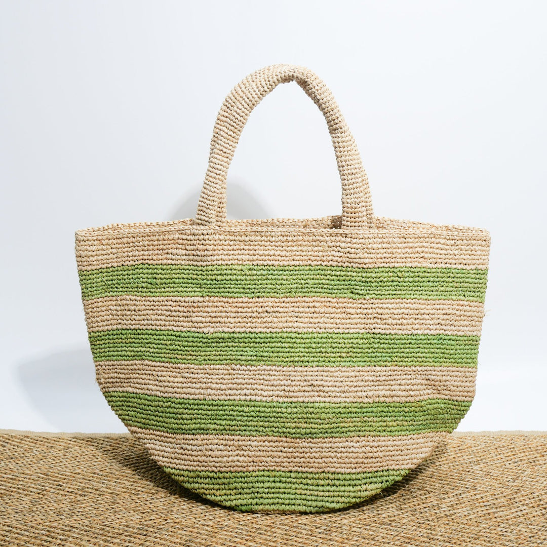 Handwoven beach bag in modern striped pattern Stornfield