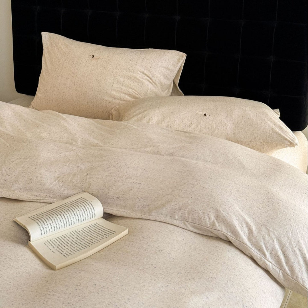 Linen-Blend Duvet Cover Set with Deep-Pocket Fitted Sheet