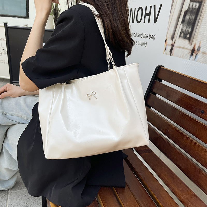 Glossy Vegan Leather Tote Bag