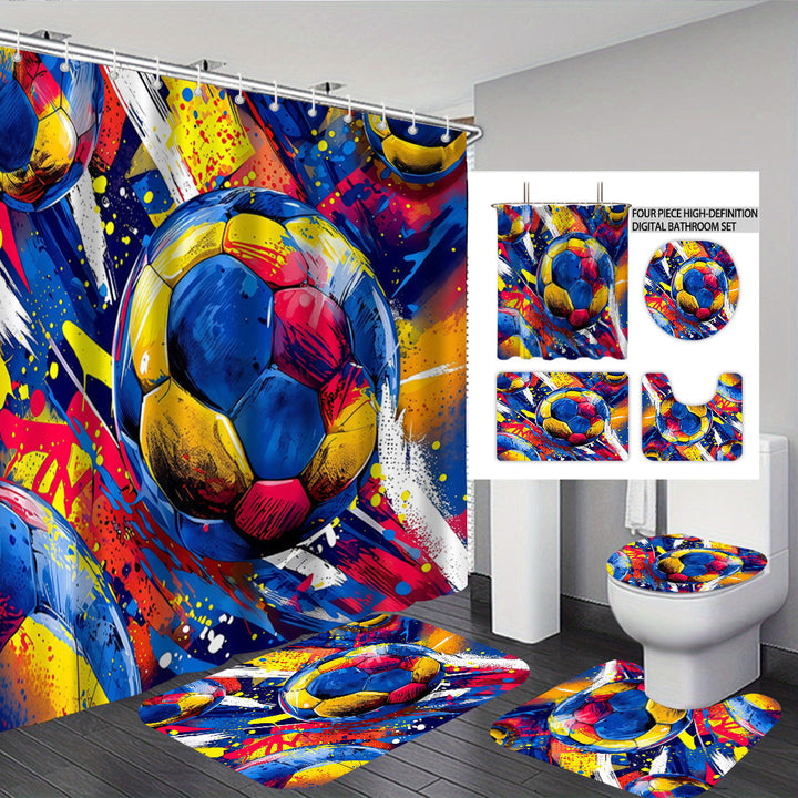 Bold Brushstroke Pattern Four-Piece Bathroom Set Stornfield