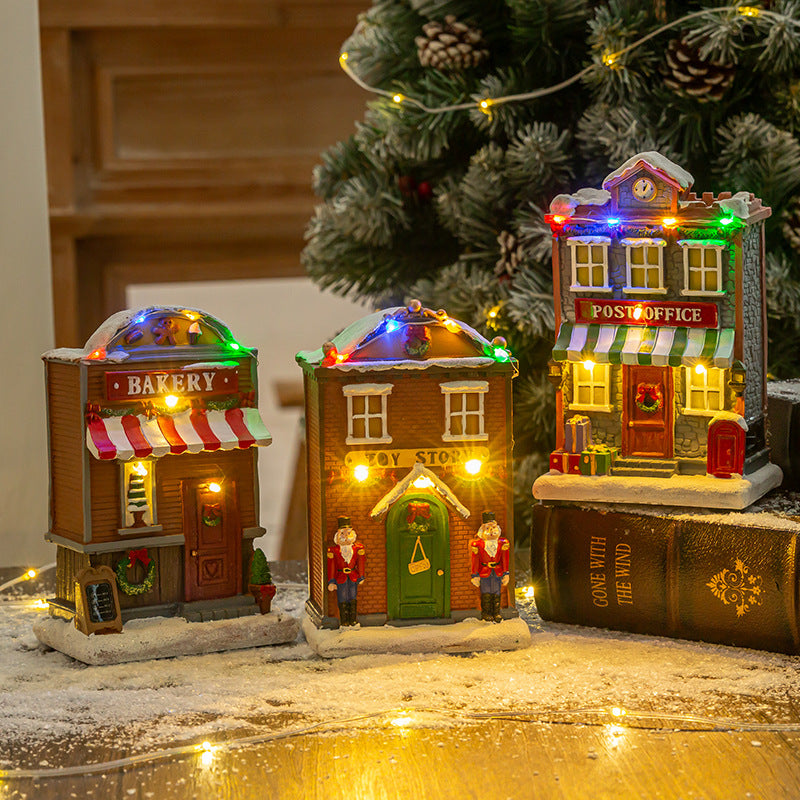 Festive Light-Up Miniature Village Display