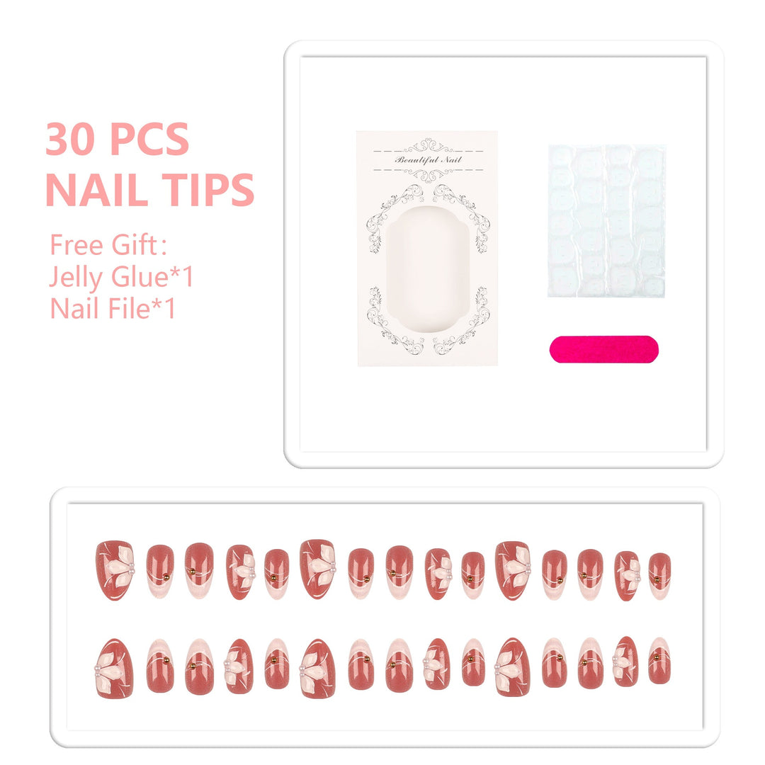 Floral Decorative Press-On Nail Set
