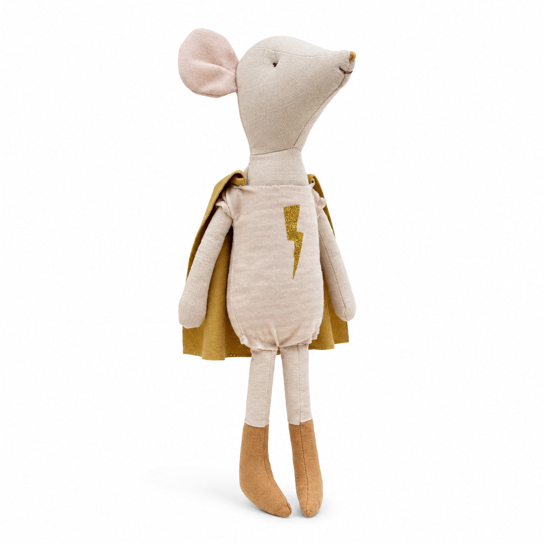 Handcrafted Cotton Mouse Doll with Crochet Floral Dress