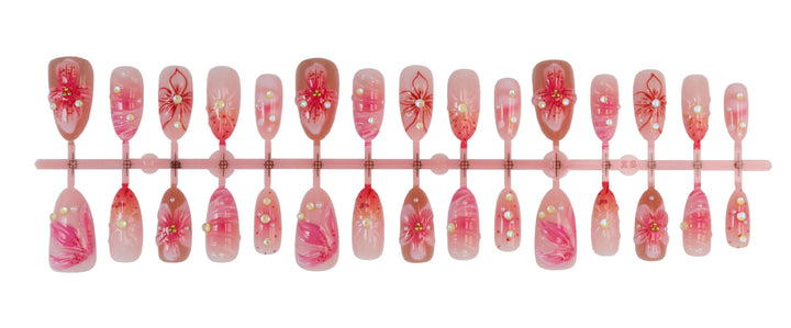 Artificial nail set with exquisite floral and 3D decorations Stornfield
