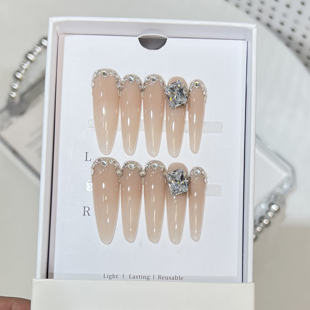 Rhinestone-Embellished Stiletto Press-On Nails Stornfield