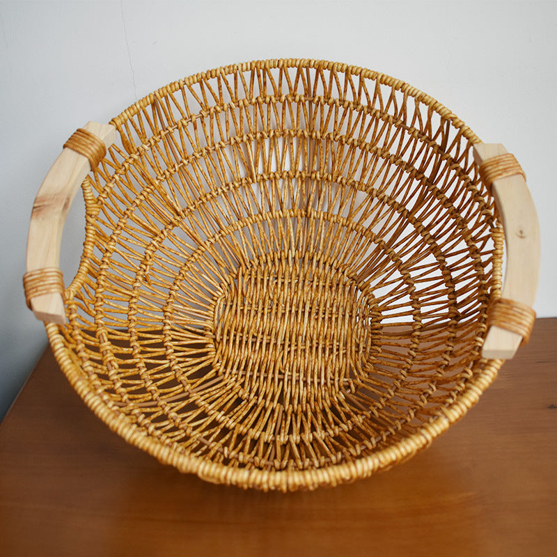 Handcrafted Woven Storage Basket with Wooden Handles Stornfield