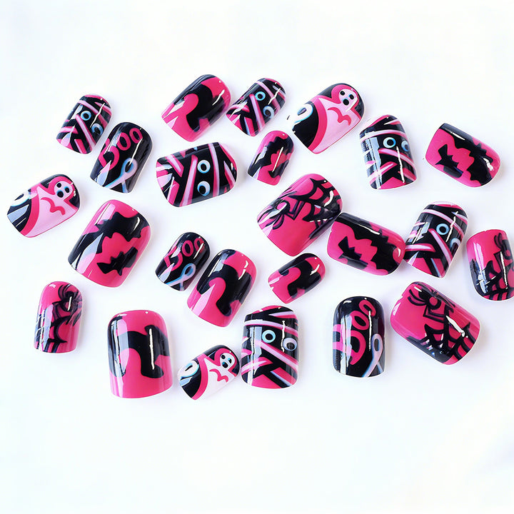 Halloween Artificial Nails with Playful Designs and Glitter Details Stornfield