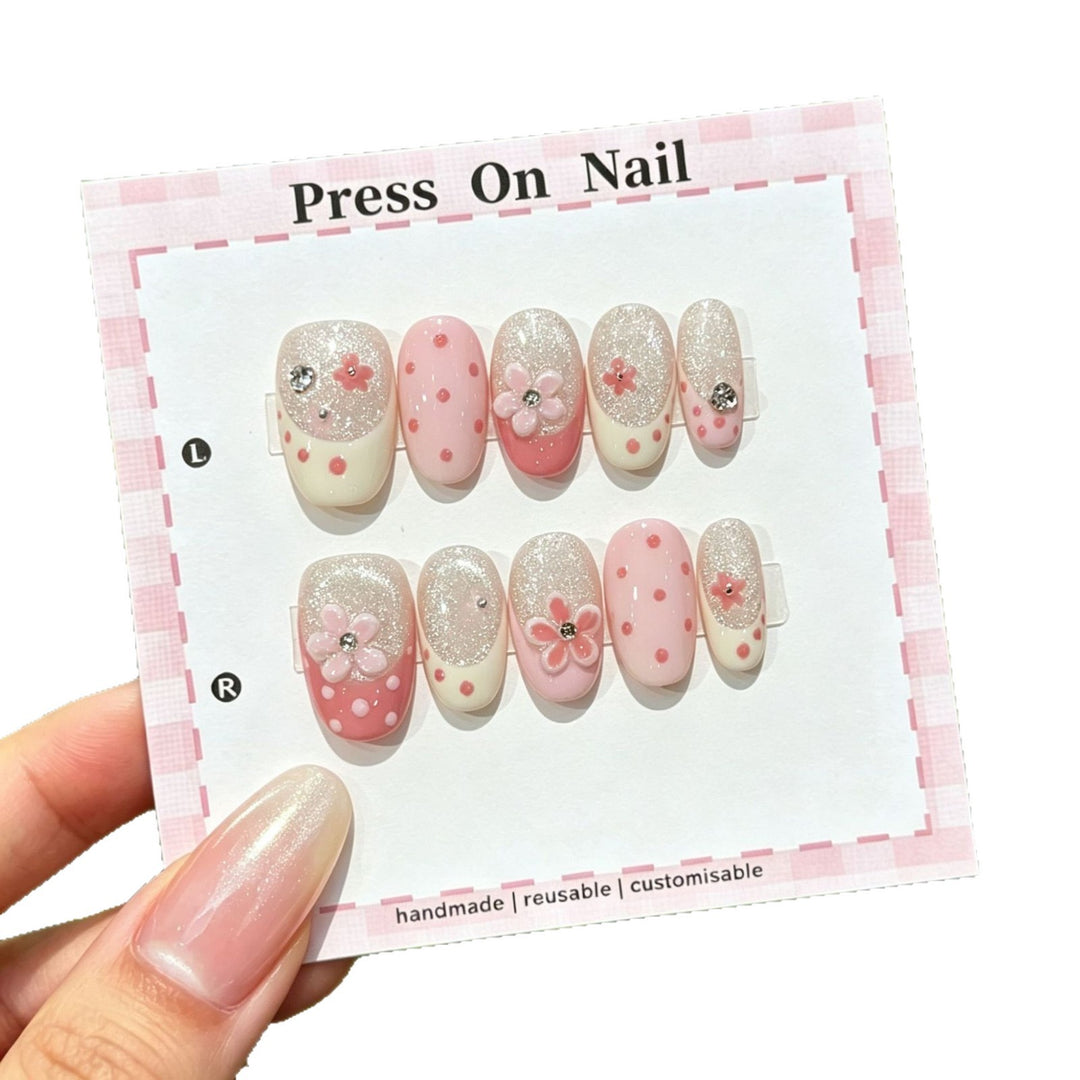Customizable Floral Press-On Nail Art Set  1791773546