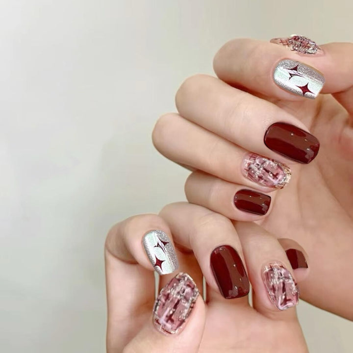 Decorative Press-On Nail Art Set with Trendy Patterns
