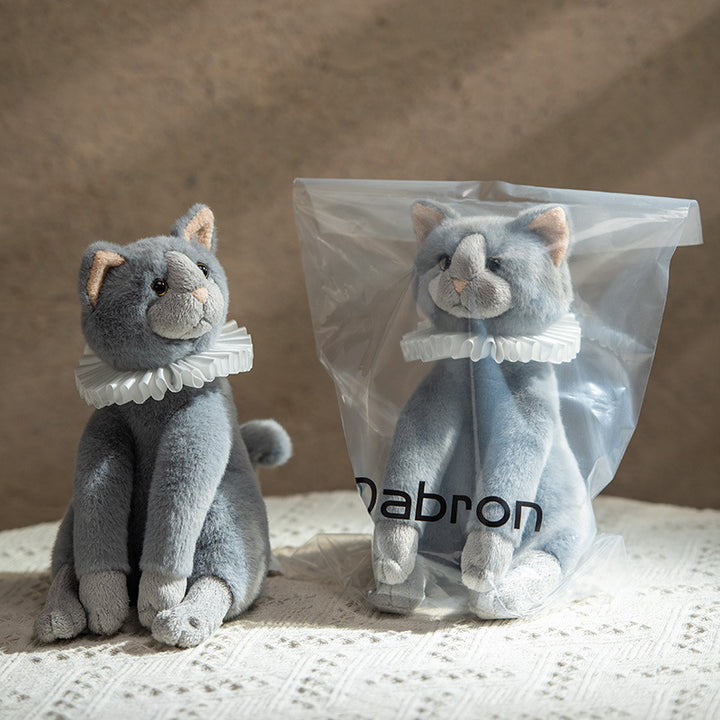 Plush Decorative Sitting Cat Toy with Pleated Ruffle Collar
