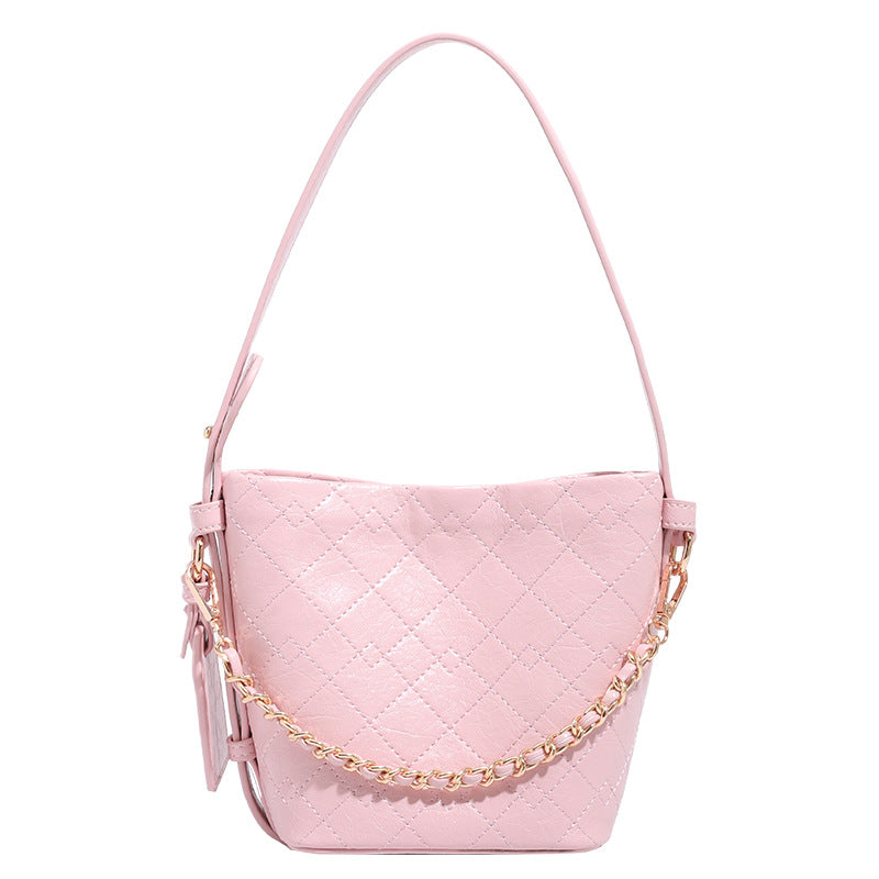 Textured Leather Bucket Handbag