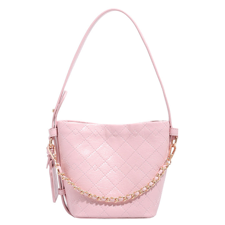 Textured Leather Bucket Handbag