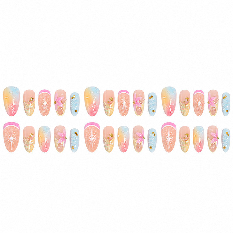 Artificial nail set with elegant floral design and glitter accents Stornfield