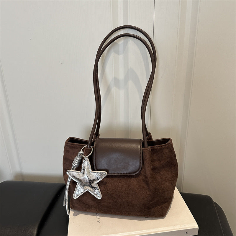 Suede Handbag with Star Charm