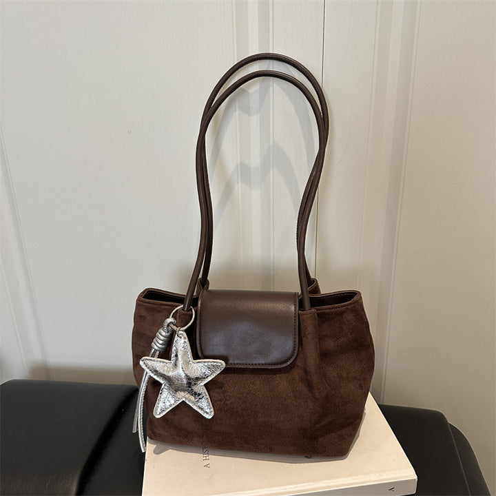 Suede Handbag with Star Charm