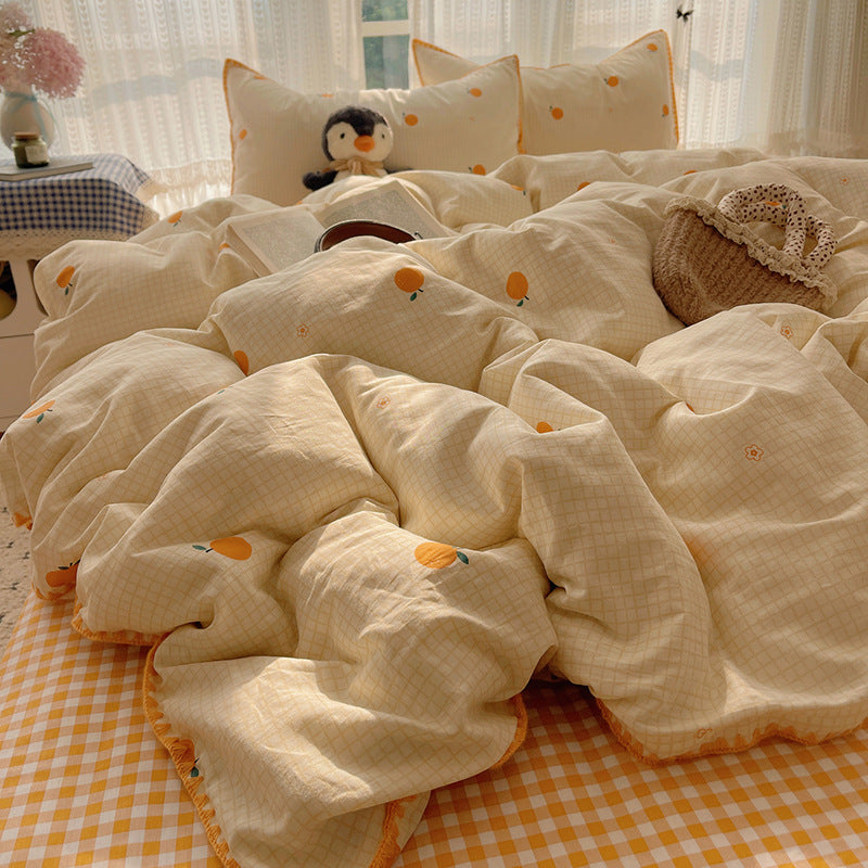 Floral Pattern Quilted Comforter Set