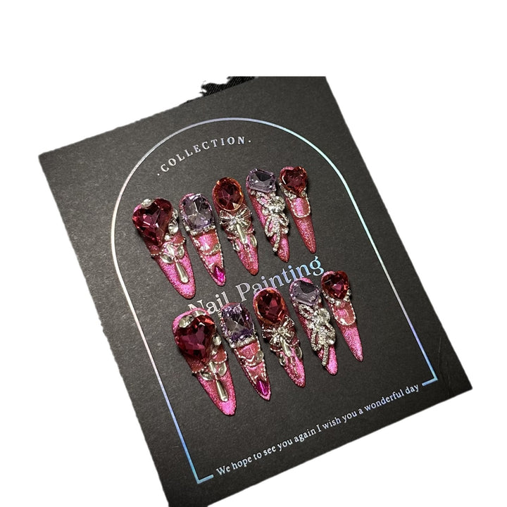 Glamorous Rhinestone-Accented Press-On Nail Set