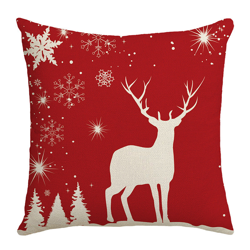 Seasonal Christmas Throw Pillow Cover with 'Let It Snow' Script and Snowflake Print