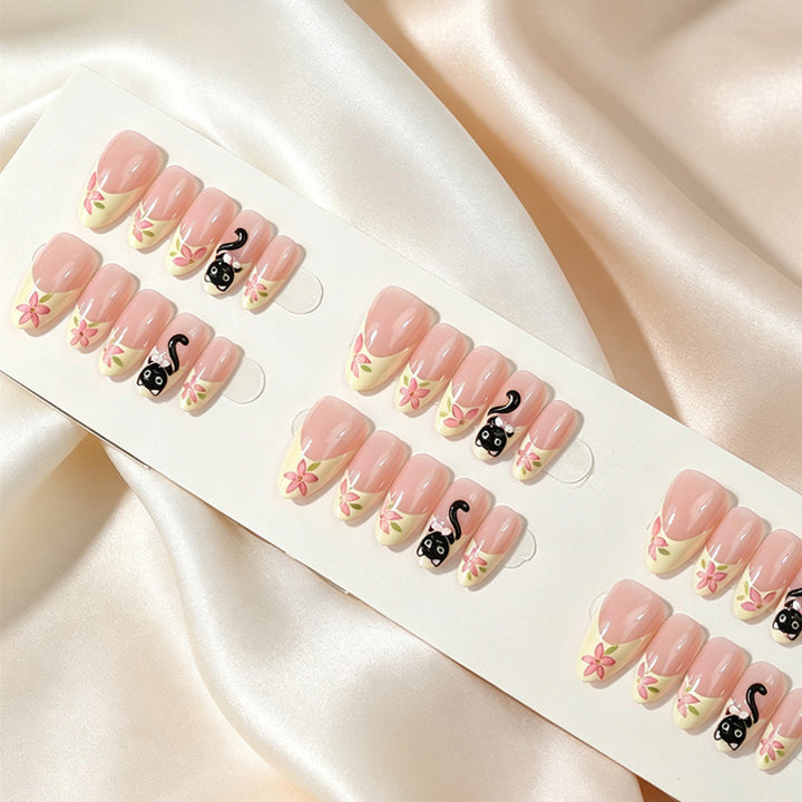 Artistic Cat-Themed Press-On Nail Tips Stornfield