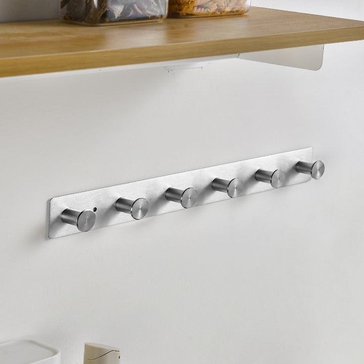 Wall-mounted stainless steel coat rack with five hooks Stornfield