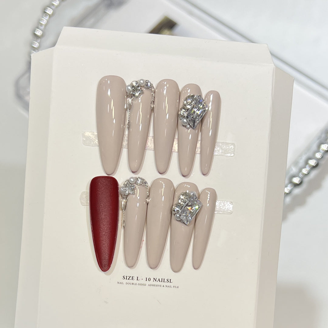Rhinestone-Embellished Stiletto Nail Art Set Stornfield