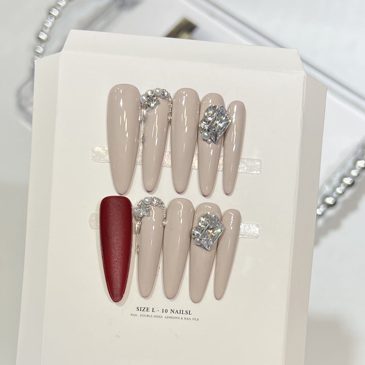 Rhinestone-Embellished Stiletto Nail Art Set Stornfield