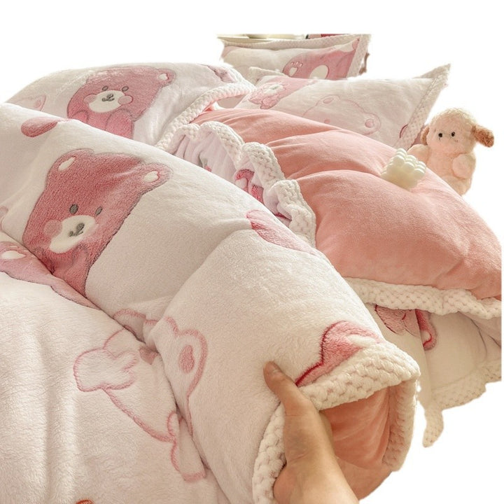 Cartoon Animal Plush Comforter Set