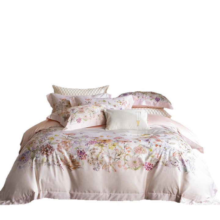Floral Watercolor Cotton-Sateen Duvet Cover Set with Piped Edge & Pillow Shams