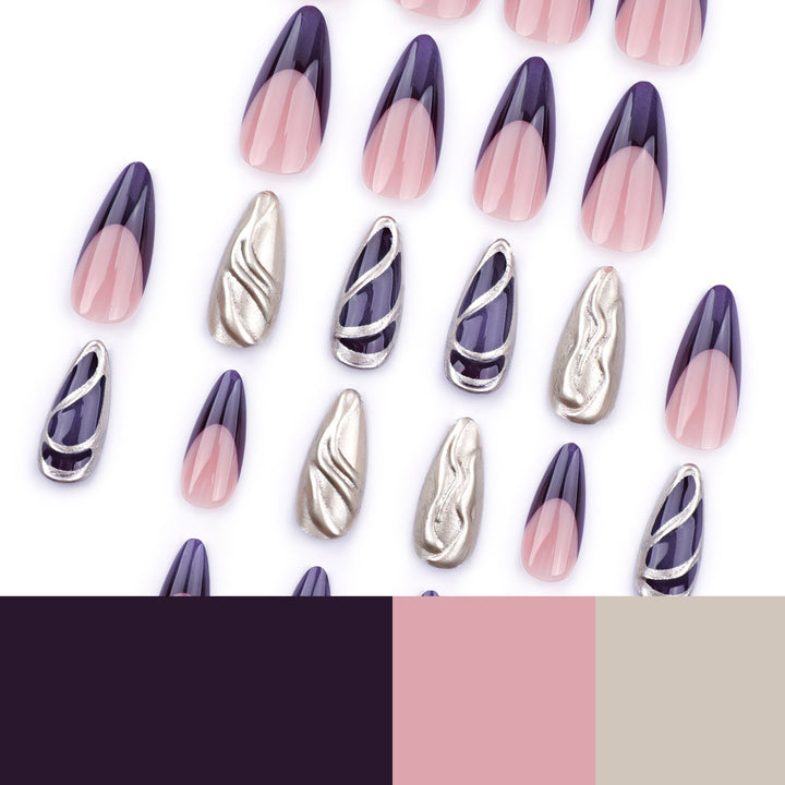 Artful stiletto nails with elegant gold and ombre design Stornfield