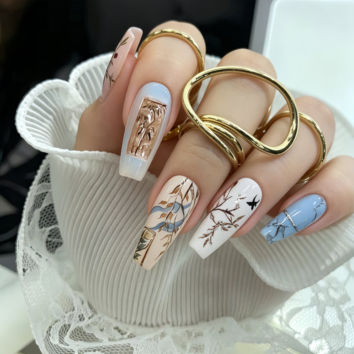 Artificial nails with Elegant Natural Pattern Stornfield