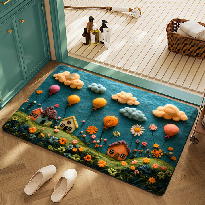 Floral Motif Bath Mat Stornfield