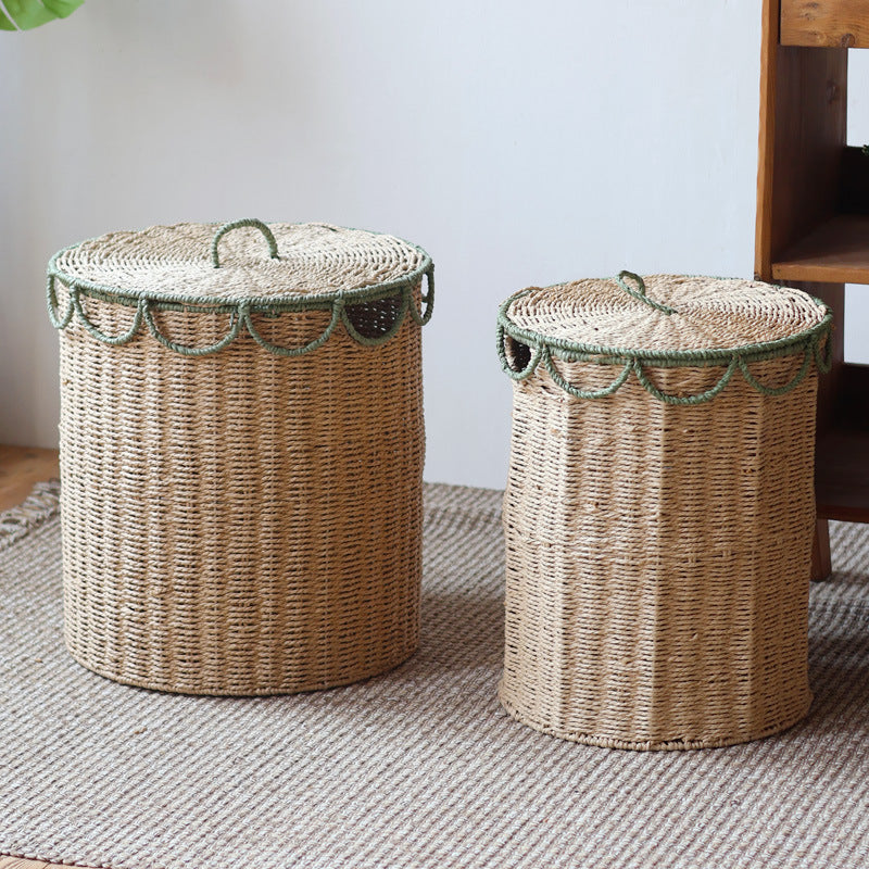 Handmade storage basket with lid Stornfield