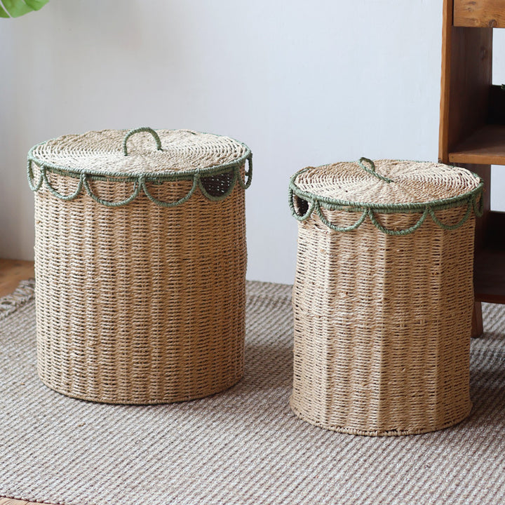 Handmade storage basket with lid Stornfield