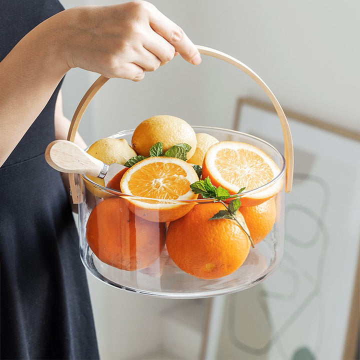 Women decorative storage bowl with ergonomic wooden handle Stornfield