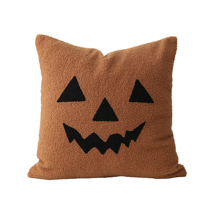 Square Decorative Pillow with Embroidered Halloween Ghost and Boucle Surface Stornfield
