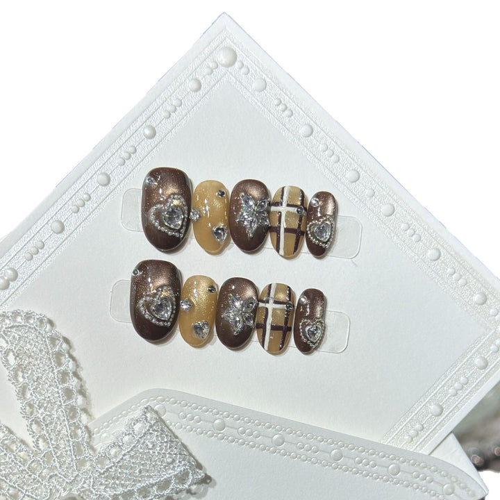 Artistic Stiletto Press-On Nail Set with Luxury Decorative Accents Stornfield