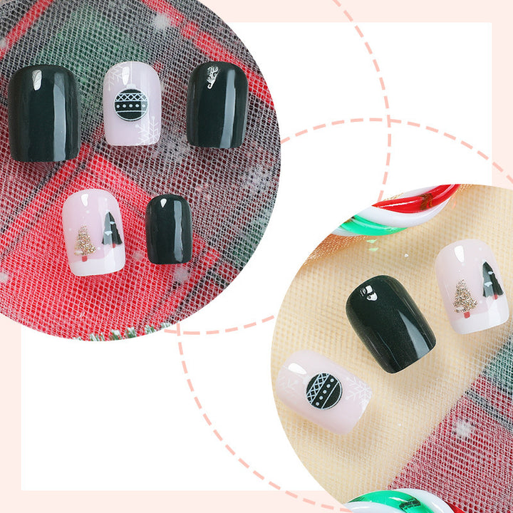 Artificial nail set with winter decoration Stornfield