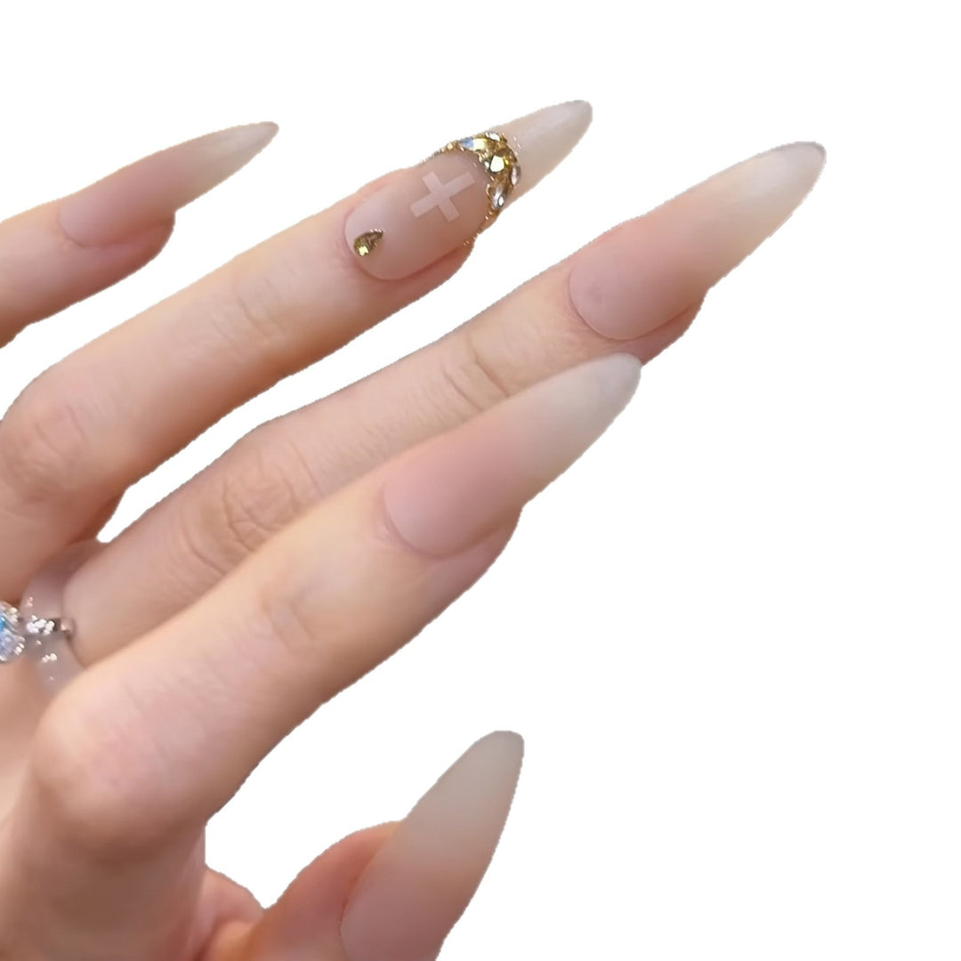 Elegant Stiletto Press-On Nail Art Set with Crystal Accents Stornfield