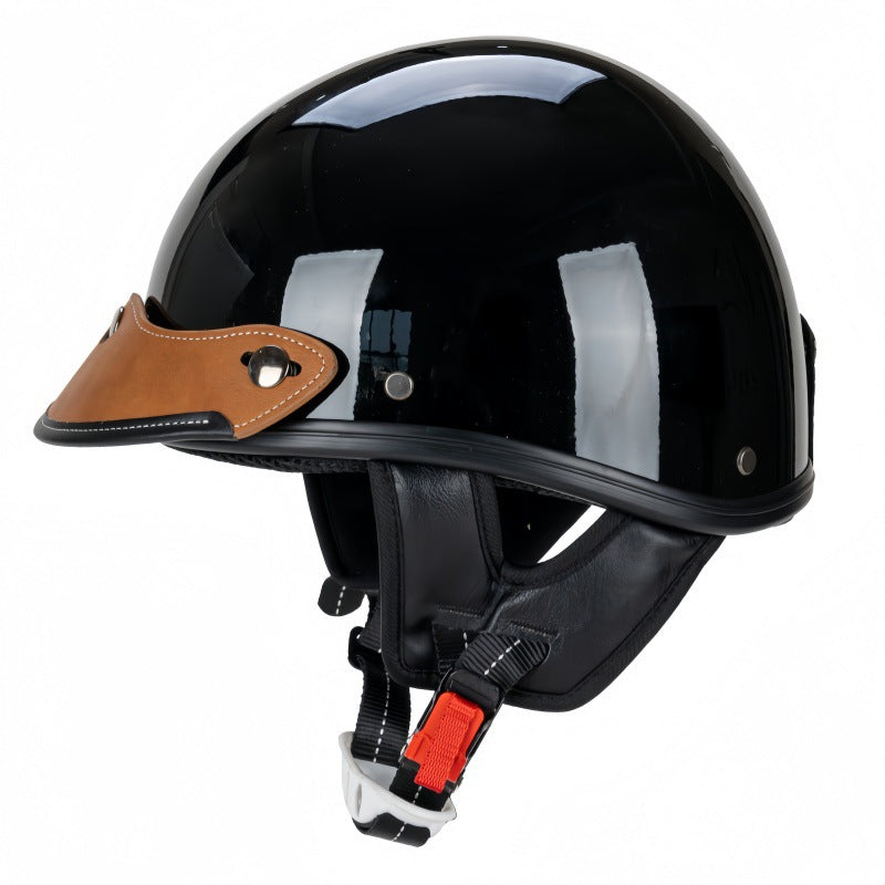 Vintage Leather-Trimmed Motorcycle Helmet Stornfield