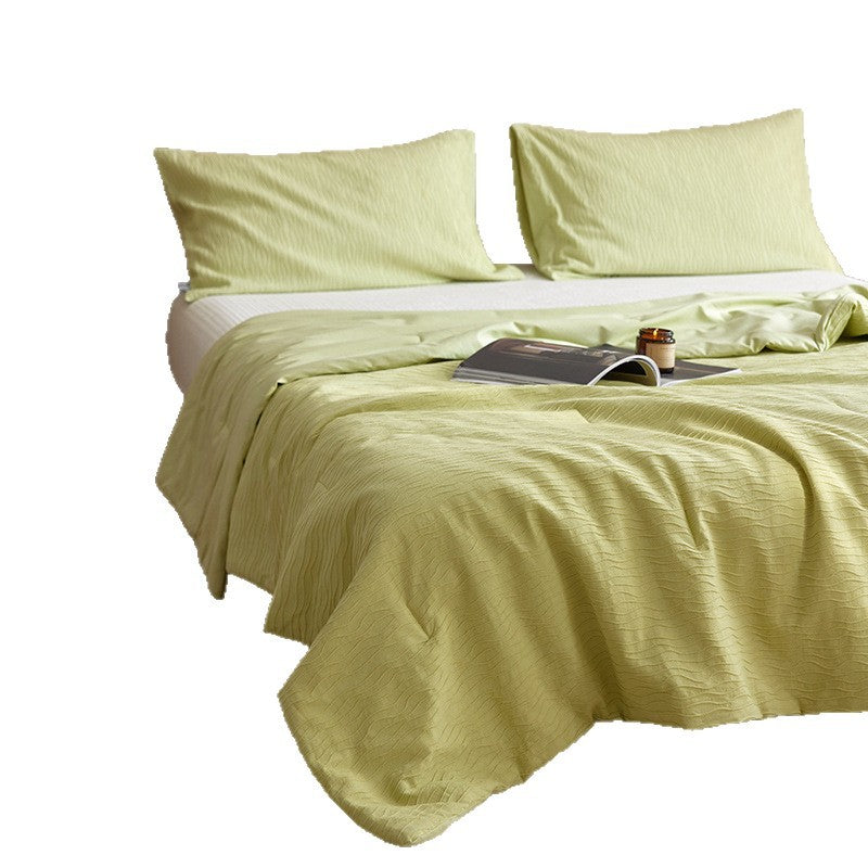Light cotton muslin blanket with wave texture and breathable filling