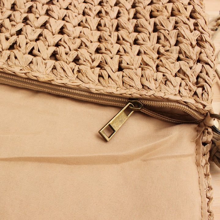 Braided Natural Material Handbag with Playful Fringes Stornfield