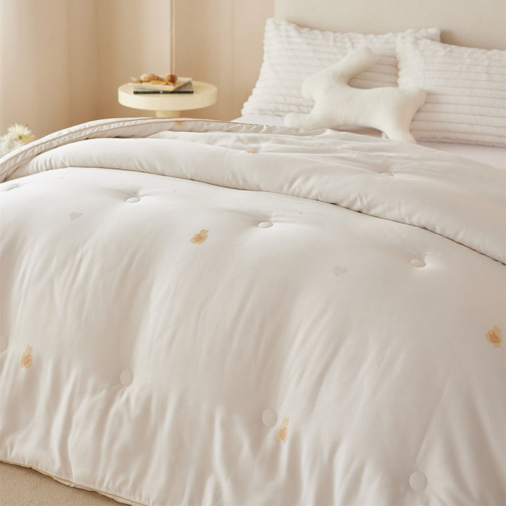 Plush All-Season Quilted Down-Alternative Comforter with Micro-Embroidered Motifs