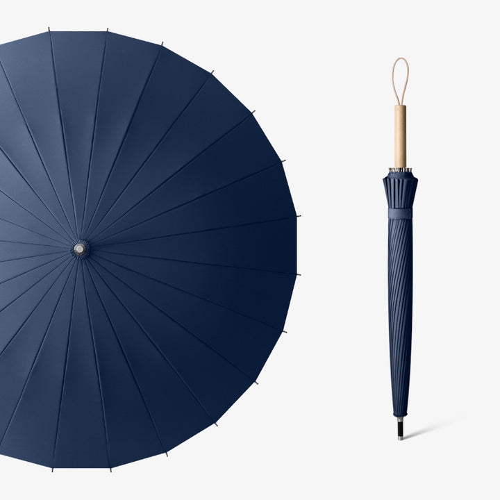 Women's elegant folding umbrella with ergonomic wooden handle and wind-resistant structure Stornfield