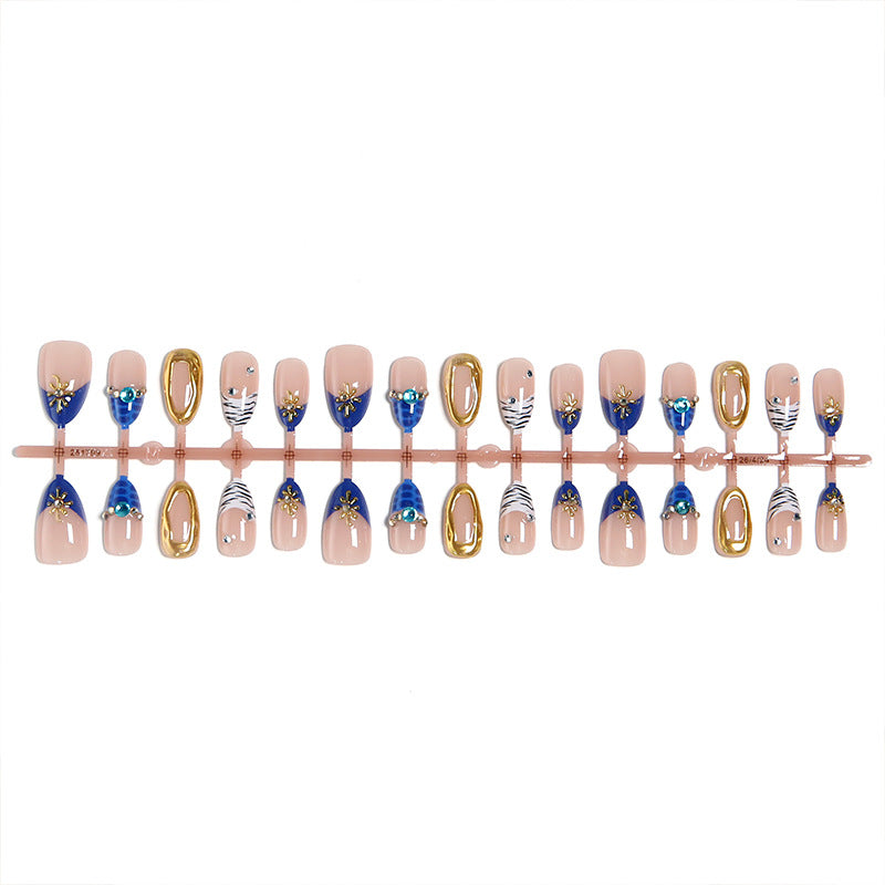 Acrylic nail set with elegant flower and glitter design Stornfield