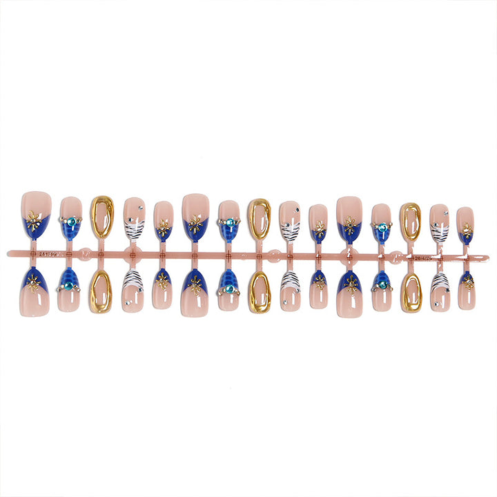 Acrylic nail set with elegant flower and glitter design Stornfield