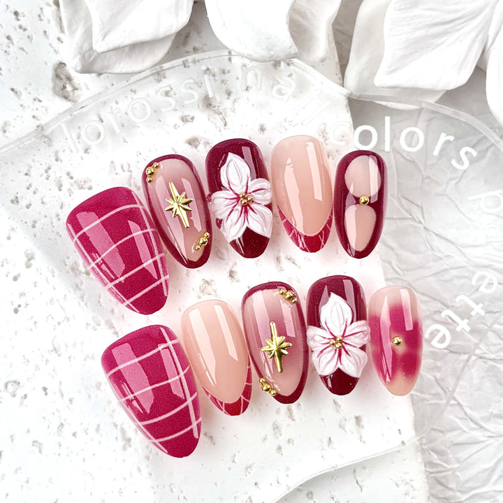 Floral Design Press-On Nail Set